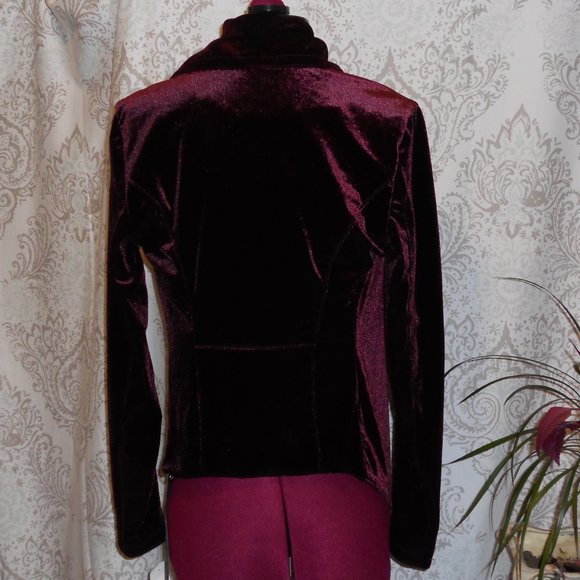 NWT [BlankNYC] XS Maroon Velvet/Velour L/S Jacket Off Center Zipper - Picture 4 of 11